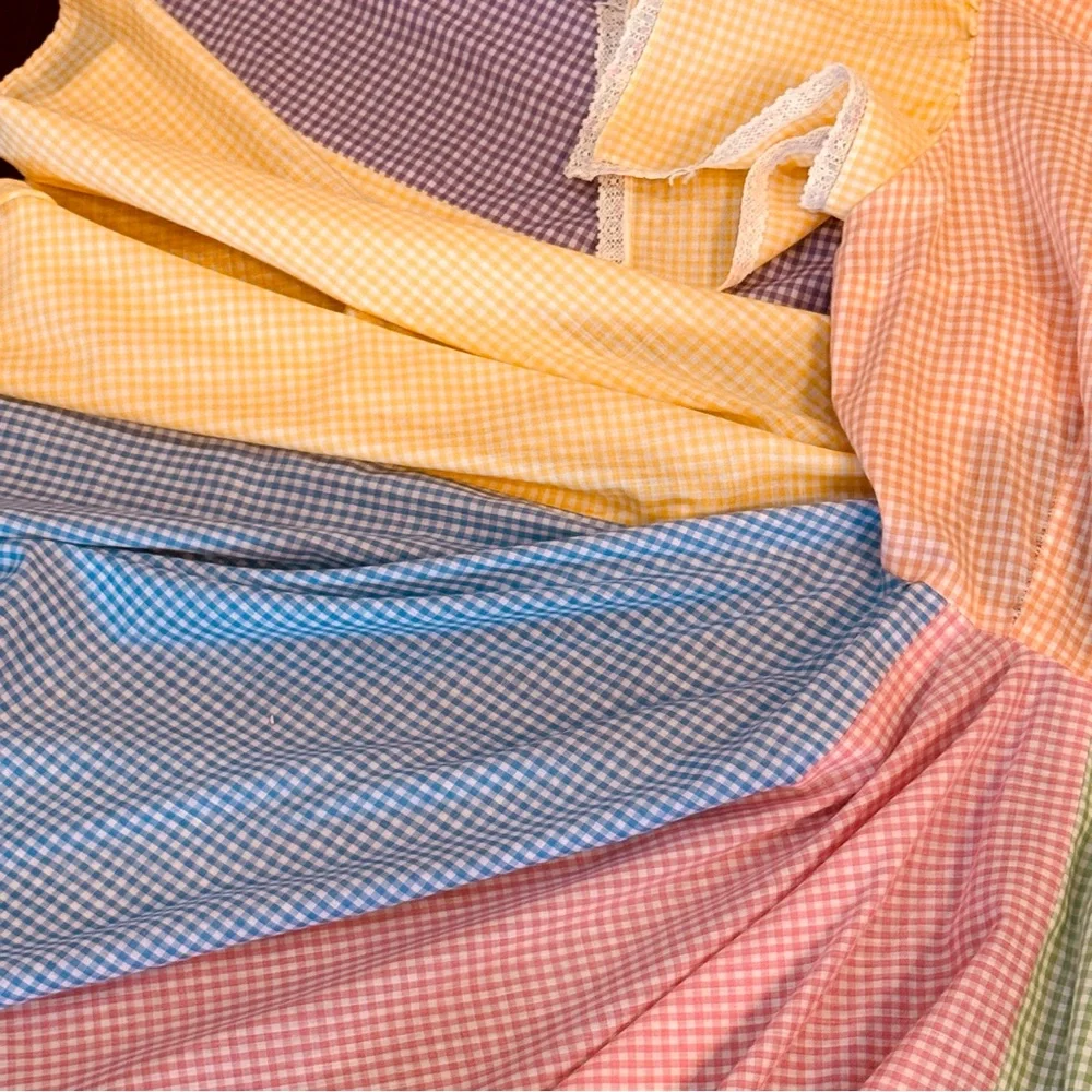 Vintage 70s Colorful Square Dance Full Circle Rockabilly Angel Sleeve Dress M - Picture 5 of 8